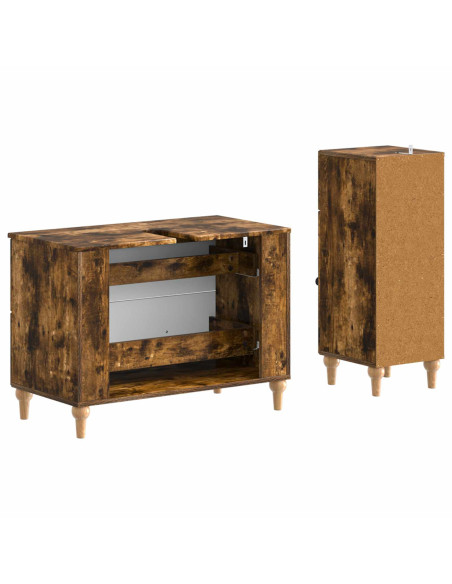 Set di Armadi da Bagno da 2 Pezzi ALKMAAR Rovere Fumo