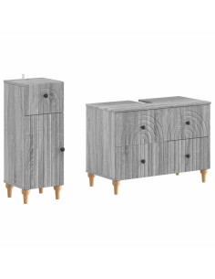 Set di Armadi da Bagno da 2 Pezzi ALKMAAR Sonoma grigio
