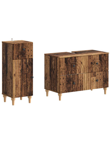 Set di Armadi da Bagno da 2 Pezzi ALKMAAR Legno antico