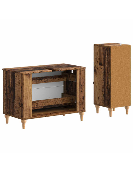 Set di Armadi da Bagno da 2 Pezzi ALKMAAR Legno antico