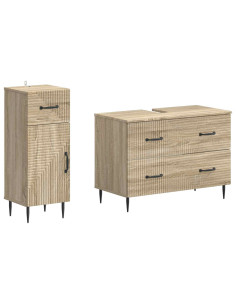 Set di Armadi da Bagno da 2 Pezzi HAARLEM Rovere Sonoma