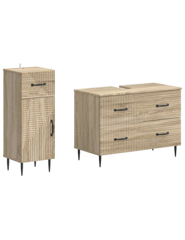 Set di Armadi da Bagno da 2 Pezzi HAARLEM Rovere Sonoma