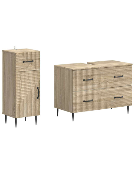 Set di Armadi da Bagno da 2 Pezzi HAARLEM Rovere Sonoma