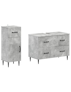 Set di Armadi da Bagno da 2 Pezzi HAARLEM Grigio Cemento