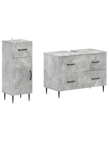 Set di Armadi da Bagno da 2 Pezzi HAARLEM Grigio Cemento