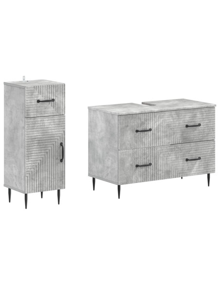Set di Armadi da Bagno da 2 Pezzi HAARLEM Grigio Cemento