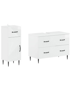 Set di Armadi da Bagno da 2 Pezzi HAARLEM Bianco Lucido