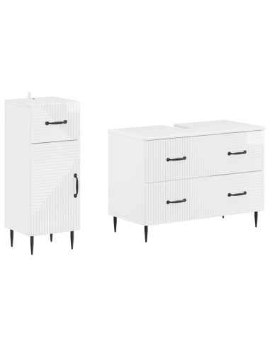 Set di Armadi da Bagno da 2 Pezzi HAARLEM Bianco Lucido