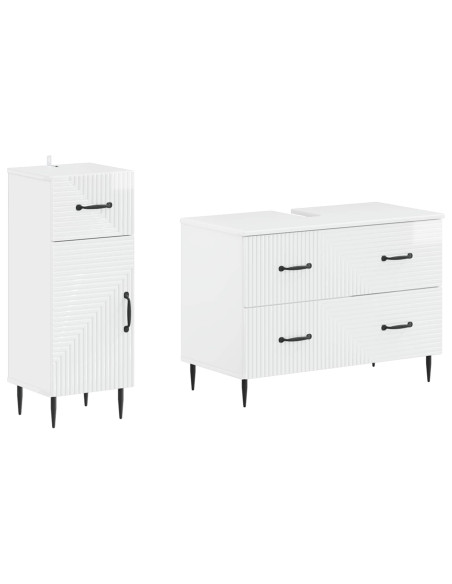 Set di Armadi da Bagno da 2 Pezzi HAARLEM Bianco Lucido