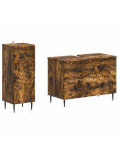 Set di Armadi da Bagno da 2 Pezzi HAARLEM Rovere Fumo