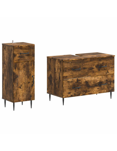 Set di Armadi da Bagno da 2 Pezzi HAARLEM Rovere Fumo