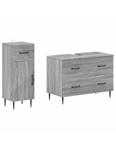 Set di Armadi da Bagno da 2 Pezzi HAARLEM Sonoma grigio