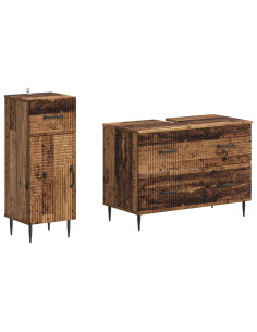 Set di Armadi da Bagno da 2 Pezzi HAARLEM Legno antico