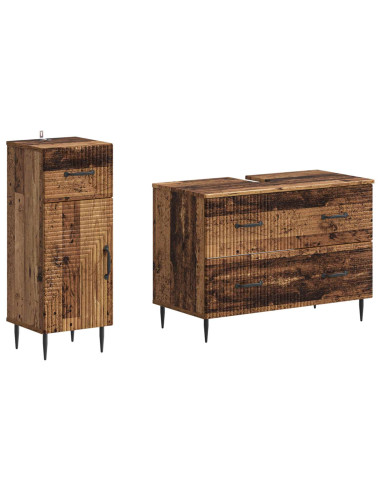 Set di Armadi da Bagno da 2 Pezzi HAARLEM Legno antico