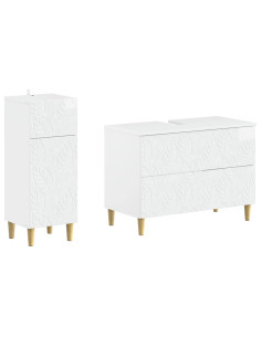 Set di Armadi da Bagno da 2 Pezzi DELFT Bianco Lucido