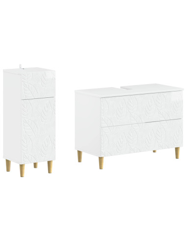 Set di Armadi da Bagno da 2 Pezzi DELFT Bianco Lucido