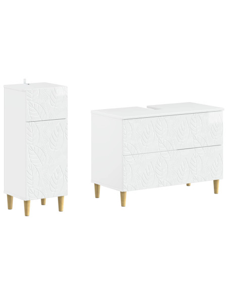 Set di Armadi da Bagno da 2 Pezzi DELFT Bianco Lucido