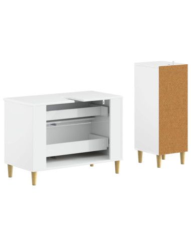 Set di Armadi da Bagno da 2 Pezzi DELFT Bianco Lucido
