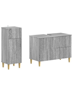 Set di Armadi da Bagno da 2 Pezzi DELFT Sonoma grigio