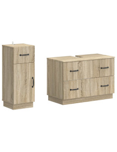 Set di Armadi da Bagno da 2 Pezzi HOORN Rovere Sonoma