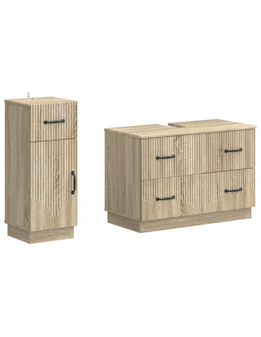 Set di Armadi da Bagno da 2 Pezzi HOORN Rovere Sonoma