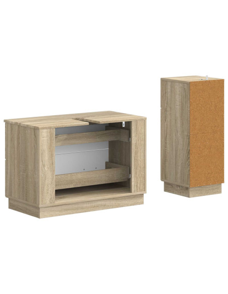 Set di Armadi da Bagno da 2 Pezzi HOORN Rovere Sonoma