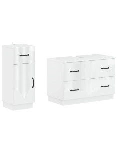 Set di Armadi da Bagno da 2 Pezzi HOORN Bianco Lucido