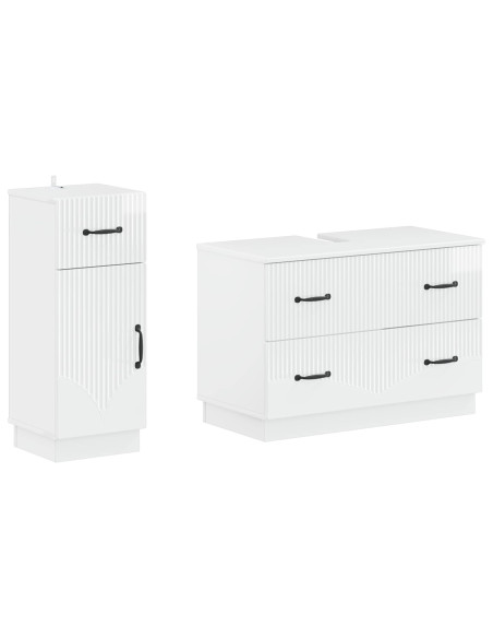 Set di Armadi da Bagno da 2 Pezzi HOORN Bianco Lucido