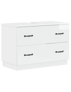 Set di Armadi da Bagno da 2 Pezzi HOORN Bianco Lucido 2