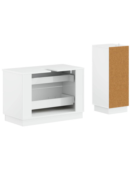 Set di Armadi da Bagno da 2 Pezzi HOORN Bianco Lucido