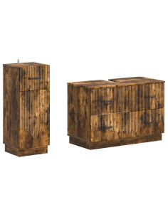Set di Armadi da Bagno da 2 Pezzi HOORN Rovere Fumo