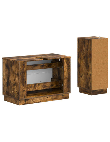Set di Armadi da Bagno da 2 Pezzi HOORN Rovere Fumo