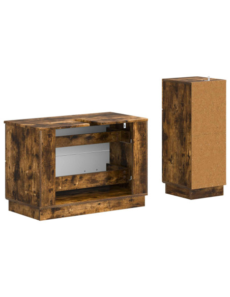 Set di Armadi da Bagno da 2 Pezzi HOORN Rovere Fumo