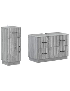 Set di Armadi da Bagno da 2 Pezzi HOORN Sonoma grigio