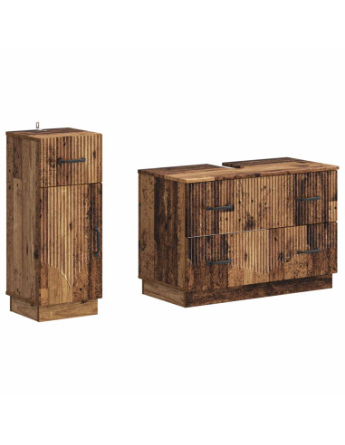 Set di Armadi da Bagno da 2 Pezzi HOORN Legno antico