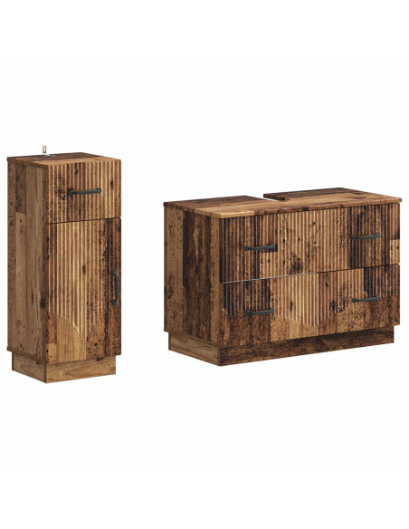 Set di Armadi da Bagno da 2 Pezzi HOORN Legno antico