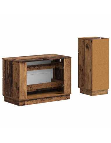 Set di Armadi da Bagno da 2 Pezzi HOORN Legno antico