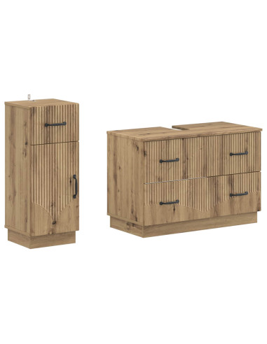 Set di Armadi da Bagno da 2 Pezzi HOORN Rovere Artigianale