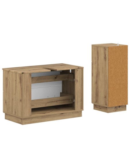 Set di Armadi da Bagno da 2 Pezzi HOORN Rovere Artigianale
