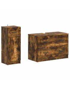 Set di Armadi da Bagno da 2 Pezzi UTRECHT Rovere Fumo