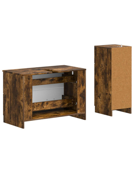 Set di Armadi da Bagno da 2 Pezzi UTRECHT Rovere Fumo