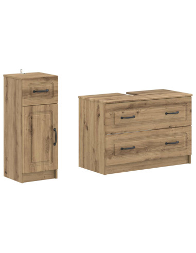Set di Armadi da Bagno da 2 Pezzi UTRECHT Rovere Artigianale