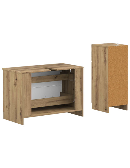 Set di Armadi da Bagno da 2 Pezzi UTRECHT Rovere Artigianale