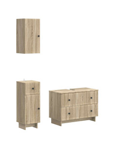 Set di armadietti da bagno in 3 pezzi EDE Rovere Sonoma