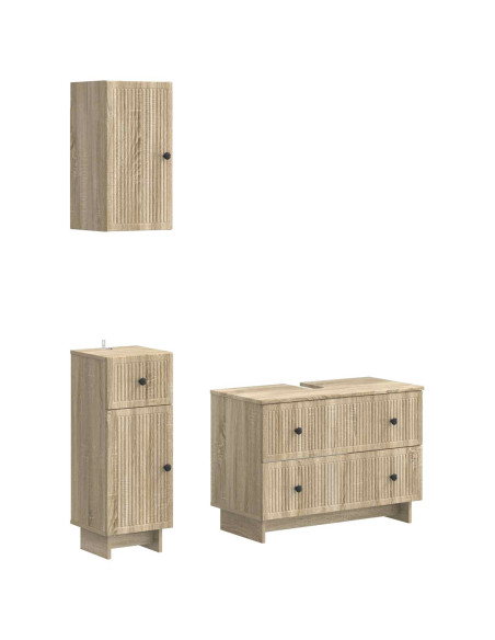 Set di armadietti da bagno in 3 pezzi EDE Rovere Sonoma