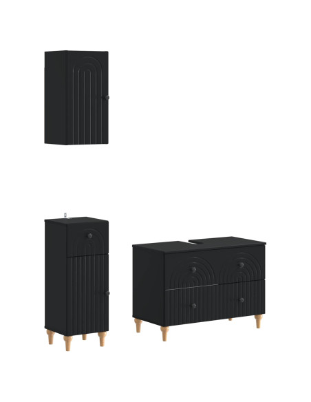 Set di armadietti da bagno in 3 pezzi ALKMAAR Nero