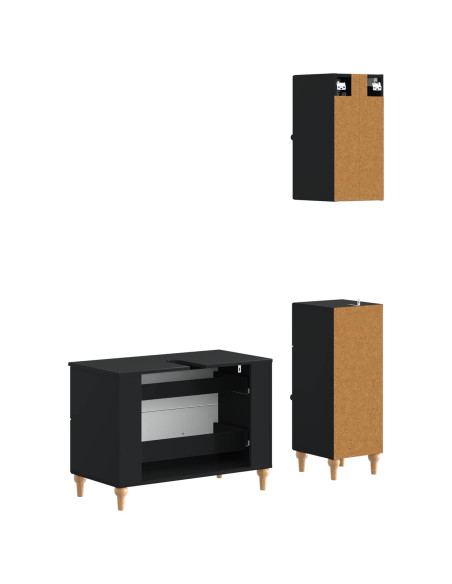 Set di armadietti da bagno in 3 pezzi ALKMAAR Nero