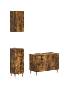 Set di armadietti da bagno in 3 pezzi ALKMAAR Rovere Fumo