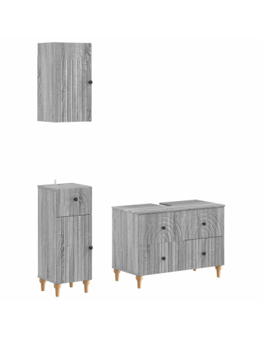 Set di armadietti da bagno in 3 pezzi ALKMAAR Sonoma grigio