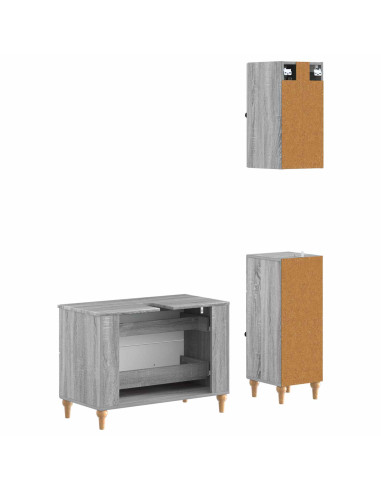 Set di armadietti da bagno in 3 pezzi ALKMAAR Sonoma grigio